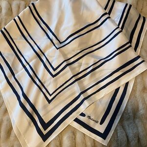 Madewell Oversized Silk Square Scarf Bandana Ivory & Navy Stripe